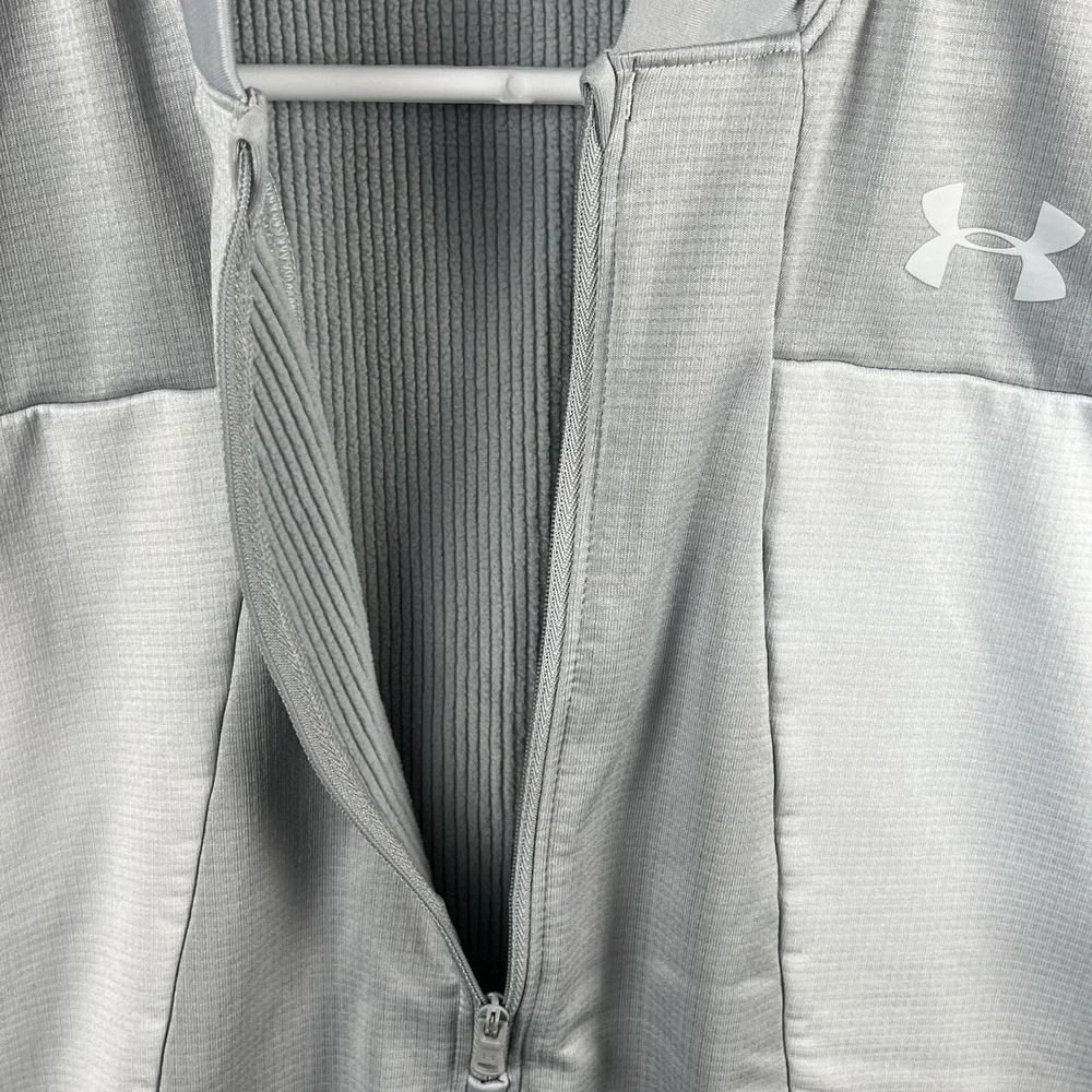 Under Armour Mens M Coldgear 1/2 Zip Fleece Athletic‎ Sweatshirt White Grey